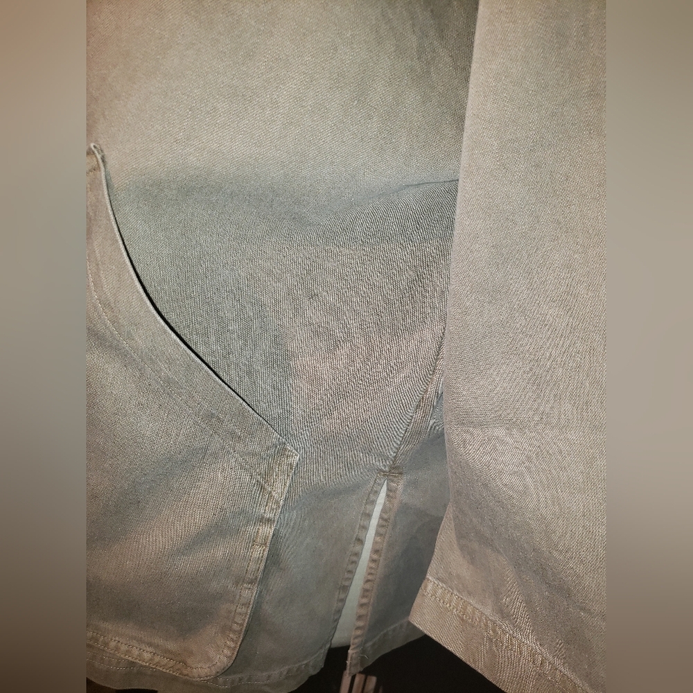 B.R. 100% Cotton olive military green safari oversized denim jacket huge pockets - Picture 4 of 12